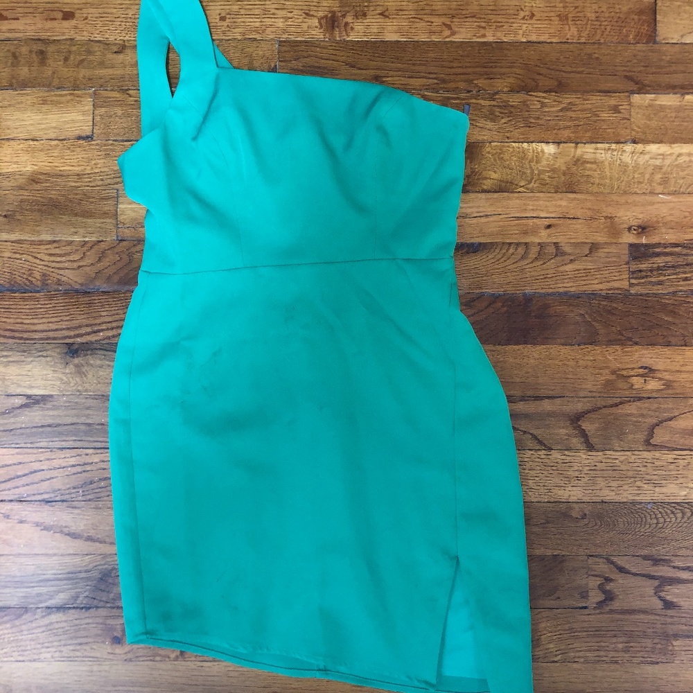 Green Asymmetrical Mini Dress